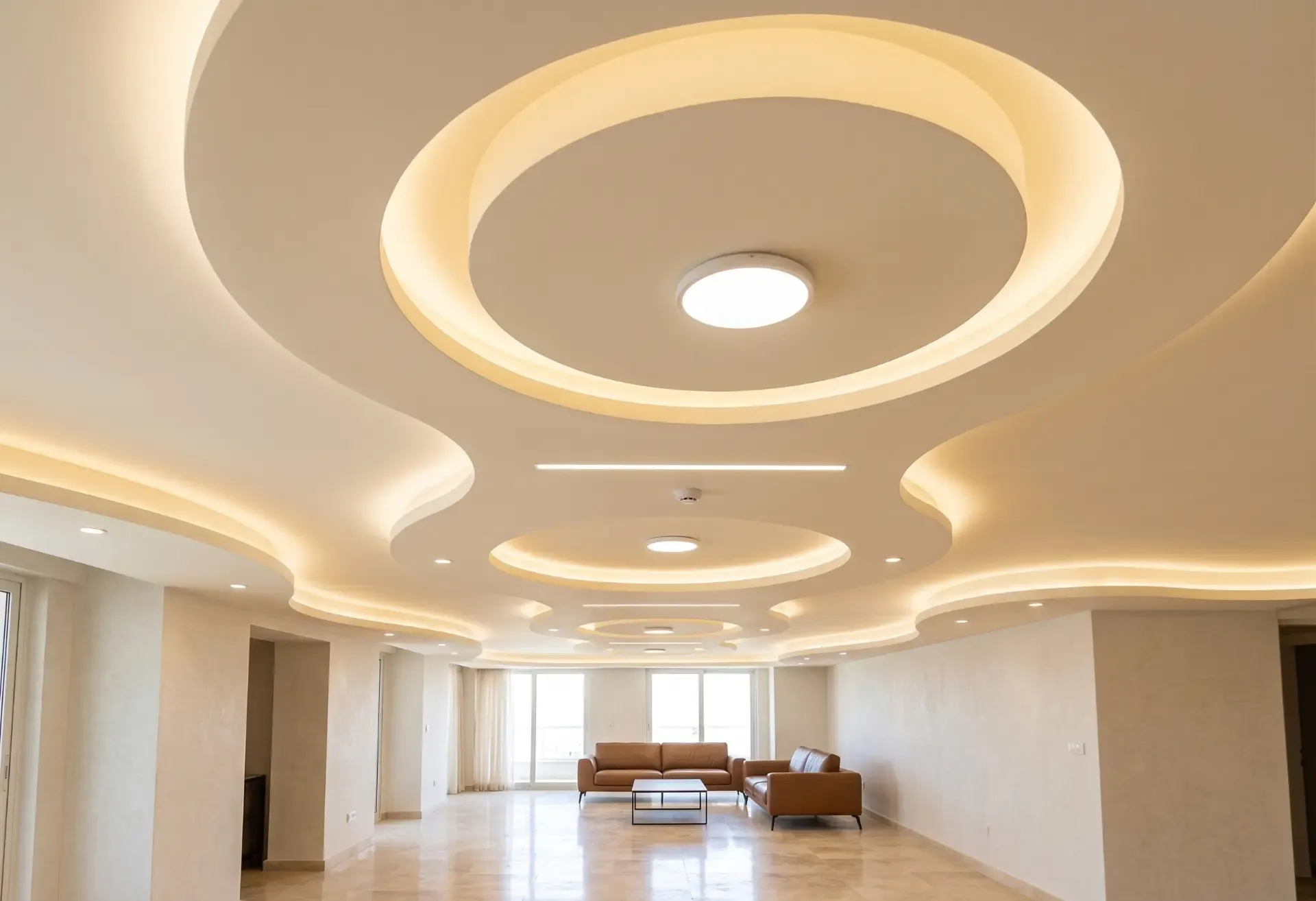 Bursa Salon Modern Asma Tavan ve Alçıpan Dekorasyon Projesi - Asma Tavan Sistemleri, Alçıpan Dekorasyon, Bursa İç Mimarlık, Gizli Aydınlatma Tasarımı, Boya ve Dekorasyon